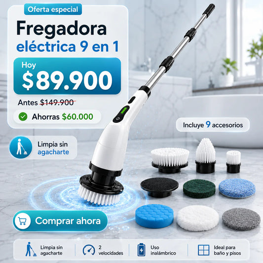 Limpieza profunda sin agacharte, sin arrodillarte y sin esfuerzo - Cepillo De Limpieza 9 En 1